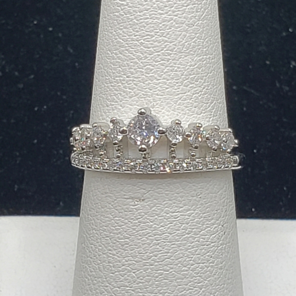 NEW 925 Sterling Silver Stamped Princess Crown Tiara Ring